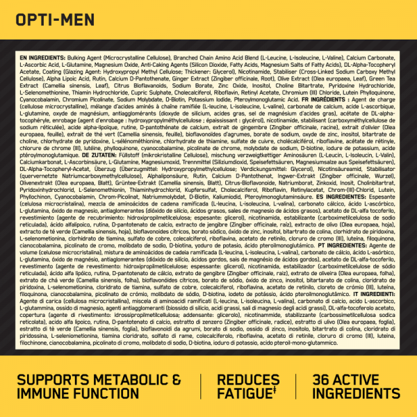 OPTIMUM NUTRITION OPTI-MEN 180TABS 60SERVINGS – Image 2