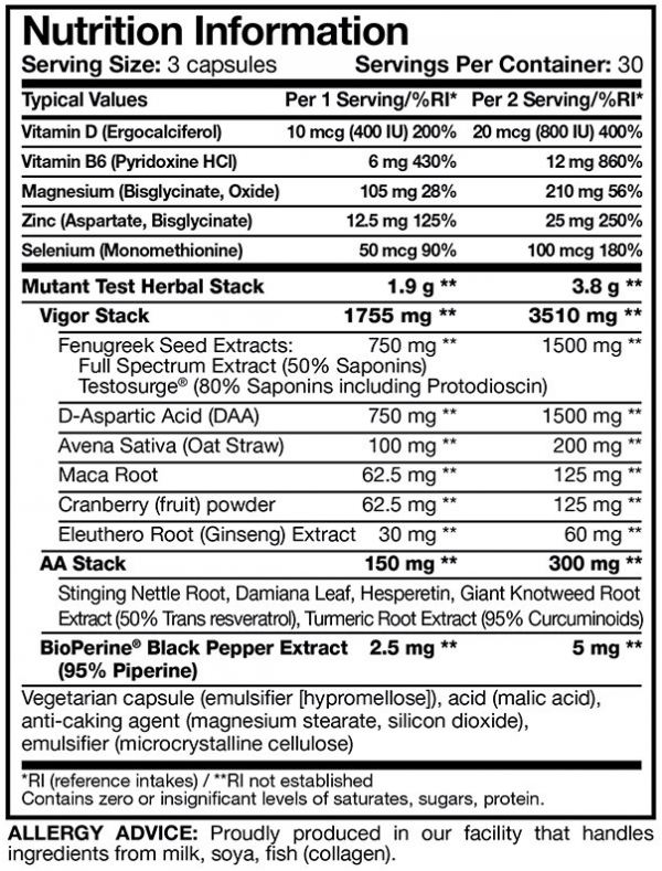 MUTANT TEST 90CAPS 30SERVINGS – Image 2
