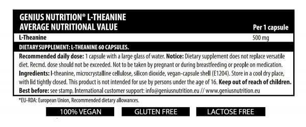 GENIUS L-THEANINE 500MG 60CAPS – Image 2