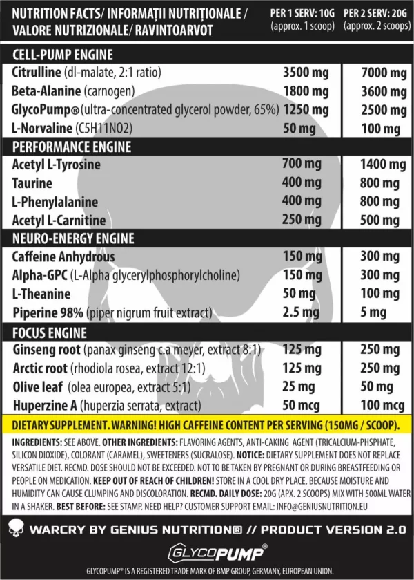 GENIUS WARCRY PREWORKOUT 400G – Image 2