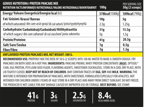 GENIUS PROTEIN PANCAKES MIX 500G – Image 2
