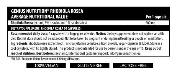 GENIUS RHODIOLA ROSEA 60CAPS – Image 2