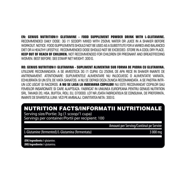 GENIUS GLUTAMINE 300GR – Image 2